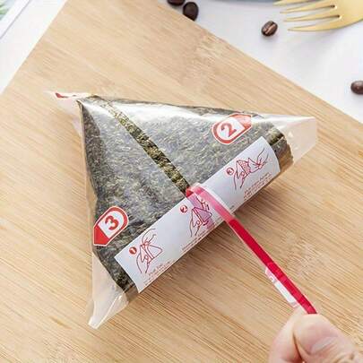 50 piezas de envoltorios de algas para bolas de arroz triangulares de onigiri, recambio de 20/50/100 hojas, bolsas de envoltura de onigiri de doble capa con patrón de algas, bolsas desechables para conservar la frescura de las bolas de arroz