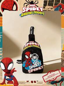 1 pièce Sac banane Marvel officiellement sous licence avec motif Spider-Man, sac de poitrine croisé décontracté pour hommes, sac de poitrine léger à sangle réglable, porte-monnaie de dessin animé, idéal pour les hommes, les garçons, les jeunes fans, les étudiants, parfait pour les trajets scolaires quotidiens, les jeux en plein air, les visites de parcs à thème, les voyages, pratique pour ranger les collations - VHF52229-S - Voir 2