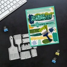 创意画笔模具、DIY剪贴簿相册和压花模板、贺卡制作工具、卡片纸切割工艺品、礼品卡制作模板模切。 - 銀色 - 查看 3