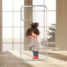 1pc1pc A Transparent Case Featuring A Shy Little Girl Print, Suitable For .Suitable For  17 Air 17 Pro Max Case  17 Case  17 Pro Case  17 Plus Case Phone Cases - 1 cái - Xem 7