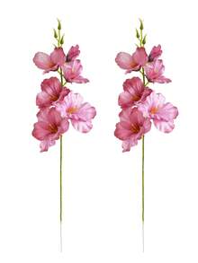 6pcs/12pcs 55cm Artificial Silk Narcissus & Magnolia Flowers, Home Living Room Wedding Tabletop Decor, Romantic Theme - Hot Pink - View 8