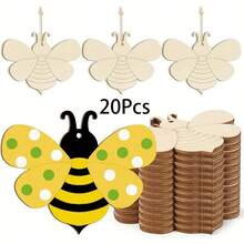 Piezas de madera sin terminar en forma de abeja, material de artesanía para pintura DIY, obra de arte de talla de abeja de madera para pintura, decoración del hogar y vacaciones - Multicolor - Ver 8