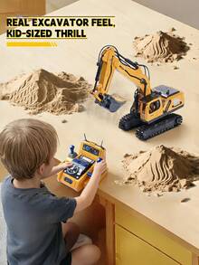 Remote Control Excavator Simulation Engineering Toy, Metal Bucket Rotatable, With Lights And Sound Effects, Educational Toy, Children's Simulation Toy, Children's Engineering Toy Model, Simulation Educational Toy, Perfect Birthday Gift Children's Toy Boys Girls Toy - Multicolor - View 3