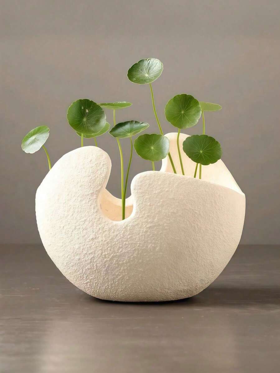 这款质感丰富的树脂花瓶/花盆采用独特的非对称设计，非常适合在咖啡桌、书桌或窗台上摆放小型植物或树枝。它是为现代生活空间和办公室增添简约自然风格的完美之选。 - 1PC - 查看 1