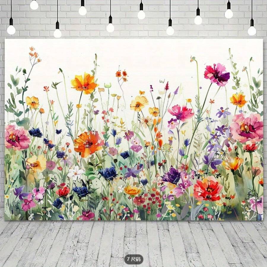 这款春季背景布，以丰富的野花和绿色植物为特色，非常适合生日、婚礼、周年纪念、摄影工作室和夏季派对。婚礼背景 | 生动花卉设计 | - 7 - 查看 1