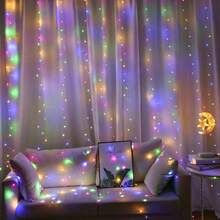 1pc USB Powered 8-Function LED Curtain String Lights, Atmosphere Lights For Bedroom, Hanging, Birthday, Wedding, Party, Indoor Window Background Wall Decor (Remote Control Batteries Not Included) - USB Curtain Light - View 15