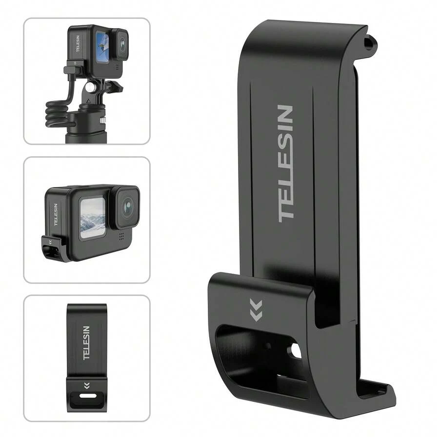 TELESIN Waterproof Side Cover Easy Removable Type-C Charging Cover Port Black Charge While Shooting Water Snow Resistant Protective Case Action Camera Accessories - 查看 1