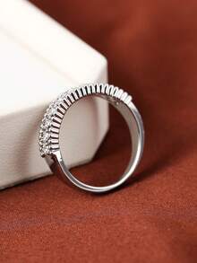 1pc Women's Wedding Ring, Fashionable Minimalist 18K Plated Copper Material, Sapphire Blue, Rose Red, Emerald Green, White Zirconia Ring, Suitable For Women's Daily Wear Jewelry - Ring - View 3