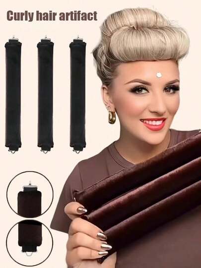 3pcs Slouchy Hair Curling Tools Set, Large Size Curling Sleep Rollers, Heatless Big Wave Sponge Sleep Hair Rollers, Suitable For Sleeping, Working, Yoga, TV Watching, Cooking And Exercising, Hands-Free, Time-Saving, Scalp-Friendly, No Power Needed