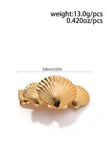 2 piezas Clips de pelo de lujo con estilo oceánico de aleación, estrella de mar, concha, grandes accesorios para el cabello con textura acanalada de vieira - Multicolor - Ver 4