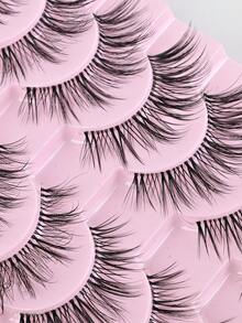 10 pares de pestañas postizas de ojo de gato alargadoras de 15 mm con forma de cruz, de estilo de dibujos animados, de 3D esponjosas y reutilizables, adecuadas para maquillaje diario, de color transparente natural - Ver 4