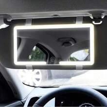 Universal LED Car Interior Touch Makeup Mirror High Brightness Adjustable Sun Visor Finger - trắng - Xem 2