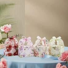 12PCS Wedding Party Favour Candy Treat Paper Boxes With Handle And Ribbon, Gift Packaging Boxes For Bridal Shower Anniversary, Happy Mother's Day Gift Treat Paper Boxes - Multicolor - View 4