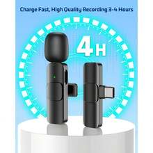Mini Microphone For IPhone Android - Wireless Lavalier Microphone USB-C Lightning, Noise Cancelling Clip On Mic, 65ft Range, 12H Battery For Video Recording TikTokYouTube Content Creators - 黑色 - 查看 8