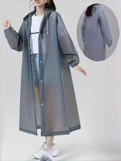 1pc Outdoor Sports Waterproof Adult Raincoat, Wind And Waterproof EVA Thickened Full Body Hooded Rainwear For Travel, Outdoor Cycling, Hiking - Lightweight And Portable Outdoor Rainwear | Full Body Raincoat | Wind-Resistant EVA