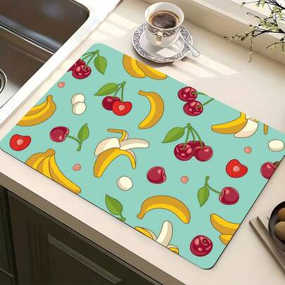 1 st. avokadogrön mångsidig absorberande matta, polyester vattentät bänkskiva skyddsdyna, lämplig för kök, matbordsdekor, disktorkning, tvättmaskin, kaffebryggare, badrumskommod, kökstillbehör, festtillbehör