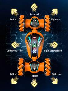 1pc Children's Remote Control Car Toy, 2.4G Medium Size Side Drift Stunt Car With Lights, Spray, One-Key Transformation, Motion Sensor Remote Control Car, Birthday/Holiday Gift For Boys And Girls - Blue - View 6