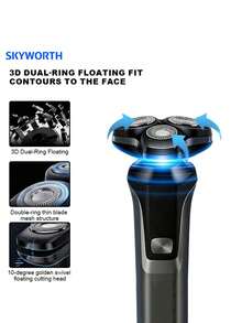 SKYWORTH 3-In-1 Sideburn, Nose Hair & Electric Shaver, 800mAh Large Capacity Battery, IPX7 Waterproof, Wet & Dry Use, Fully Washable, 3 Stainless Steel Blades, One-Touch Start, Titanium Gray Premium Design - Multicolor - View 11