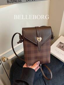 Retro Print Small Phone Bag, Casual Women's Shoulder Square Bag - Coffee - View 1