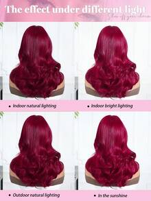 18 Inch Red Natural Layered Long Curly Wig With Bangs, Women Synthetic Wavy Layered Wig Suitable For Daily Wear, Party, Date And Cosplay, A Practical Gift For Girls - Red - View 4