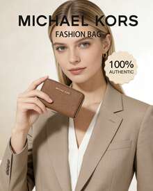 Michael Kors Empire Slim Thin ID Credit Card Holder RFID Genuine Leather Bifold Front Pocket Wallet - Brown - View 2