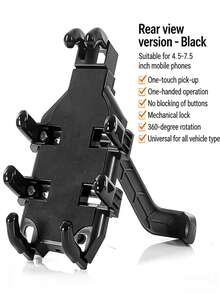 Giá đỡ điện thoại gắn gương chiếu hậu xe máy/xe tay ga chống sốc, có thể điều chỉnh, xoay 360°, đa năng 8 chấu, thích hợp sử dụng cho hệ thống định vị, quà tặng mùa xuân. - màu đen - Xem 1