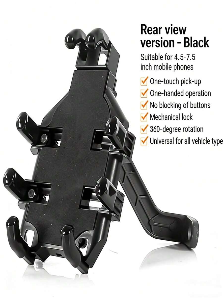 Giá đỡ điện thoại gắn gương chiếu hậu xe máy/xe tay ga chống sốc, có thể điều chỉnh, xoay 360°, đa năng 8 chấu, thích hợp sử dụng cho hệ thống định vị, quà tặng mùa xuân. - màu đen - Xem 1