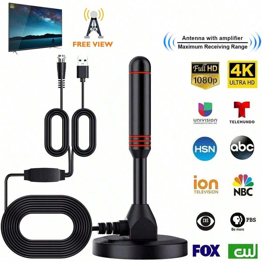 TV Antenna Small Indoor Antennas With Magnetic Base And 360° Reception Support Smart Fire TV And All Older TV's HDTV Television For Free Local Channels - View 1