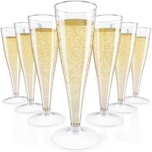 5.5盎司可重复使用塑料金色闪光香槟杯，婚礼杯，派对杯，饮料杯（香槟杯，葡萄酒杯，塑料杯，生日杯） - 查看 17
