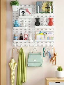 1 件装黑色/白色 DIY 洞洞板，洞洞板墙面收纳板，壁挂式洞洞板，洞洞板组合套装，墙面钥匙架，洞洞板墙面管理器，墙面框架，适用于厨房、家庭、办公室、工艺室、车库、工作室。 - 彩色 - 查看 4