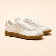 Giày Anta TT, phong cách Chanel | Giày thể thao nữ cổ điển dáng thấp lấy cảm hứng từ bóng đá. - Trắng ngà/Xám tro trơn/Trắng trứng cá muối-1 - Xem 2