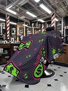 专业美发师披肩 - 加厚沙龙剪发披肩，配有可调节颈带，黑粉色设计 - 适用于理发店、水疗中心、造型师 - 易于清洁 - 彩色 - 查看 9