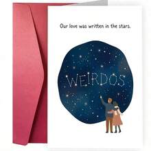 1 tarjeta de aniversario con diseño romántico y divertido "Estaba escrito en las estrellas" para esposo, esposa, él o ella - 18*13 cm - Ver 6