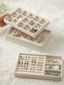 5/1pc High-Quality Jewelry Storage Tray, Elegant Velvet Jewelry Organizer Tray, Stackable Jewelry Storage Box, Multifunctional Jewelry Display Tray, Suitable For Storing Earrings, Necklaces, Rings, Bracelets, Etc., Holiday Gift. - Multicolor - View 5