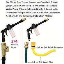 1pc High Pressure Car Wash Water Gun With Foam Bottle - Long Handle Sprayer, RV/Motorhome Cleaning, Home Garden Watering Tool - A - View 4