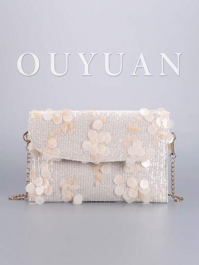 1件亮片单肩包，女士时尚优雅手拿包，简约百搭的独特设计，适合日常休闲、度假、约会、聚会和其他各种场合。