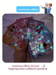 6pcs Disney Frozen 3D Luminous Cartoon Stationery Stickers, Children Stickers, Girls Nail Art Stickers - Mint Blue - View 4