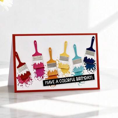 Creative Paintbrush Dies, DIY Scrapbooking Album And Embossing Stencil, Greeting Card Making Tool, Card Paper Cutting Crafts ,Gift Card Making Template Die Cuts.