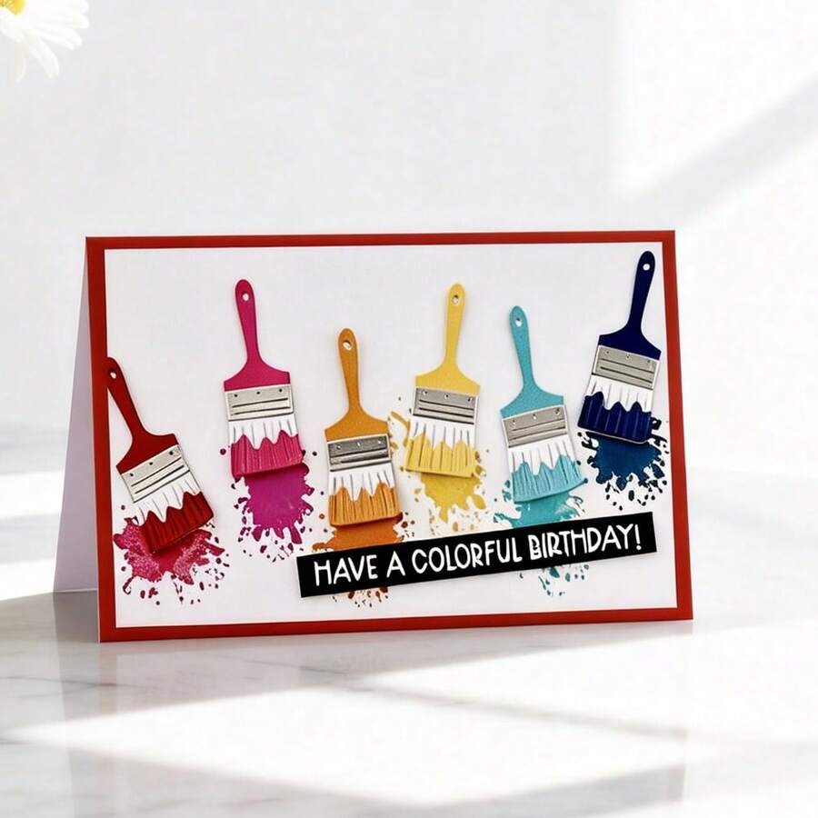 创意画笔模具、DIY剪贴簿相册和压花模板、贺卡制作工具、卡片纸切割工艺品、礼品卡制作模板模切。 - 銀色 - 查看 1