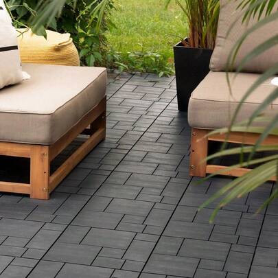 Composite Decking Floor Tiles Interlocking Mosaic Garden Patio 30x30cm 10 X