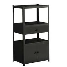 【幅60cm奥行40cm高さ112cm】スチールラック 高さ調整可能  扉付き 引き出し収納 大容量  オーペンラック 扉付き  オープンラック 可動棚 分割可能 大容量 オープンシェルフ 収納ラック キッチンラック 棚 食器棚 収納ラック 棚 物置 作業台 倉庫用 各棚板耐荷重約100kg - 1 - チェックする 2