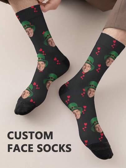 1 Pair Of Rugby Design Customized Face Men's Front Printed Mid-Calf Socks, Couple Socks For Men And Women, Personalized With Photos, Funny Couple Socks, Comfortable And Breathable, Creative Cartoon Design, Perfect For Holidays, Birthdays, Valentine's Day, Ball Game Gifts, Funny, Crazy, Anime, Multi-Colored Socks. Benito Bowl Socks