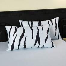 4pcs Soft Washed Silky Bedding Set, AB Version Spring/Summer Minimalist Bed Sheet Set (1pc Duvet Cover, 1pc Bed Sheet, 2pcs Pillowcases), Silky Smooth Sleep, Lightweight All-Season Bedding Suitable For Single Bed, Double Bed, Hotel, Dorm, Whole Family, With Zipper, Removable, Machine Washable, Room Decor - Multicolor - View 4