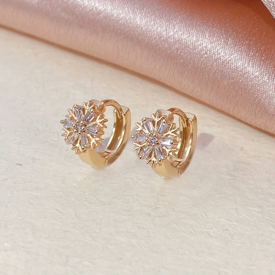 1 Đôi bông tai hình bông tuyết dành cho nữ, kiểu dáng thời trang tinh tế sang trọng, thích hợp làm quà tặng cho kỳ nghỉ, hẹn hò, đám cưới và ngày Valentine. - Bông tuyết - Xem 1