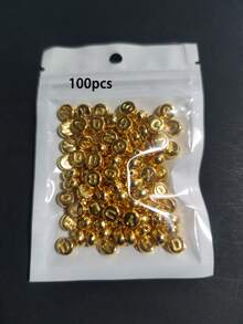 100/200pcs Acrylic Round Gold Letter Beads Suitable For DIY Bracelets And Handicrafts - Gold - View 10