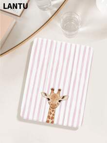 1pc Cute Bow Tie Giraffe Striped Pattern Tablet Protective Case, Compatible With Apple 10.2" / Pro 11" 2020/2021, (A16) 11" 11th Gen 2025, 9th/10th Gen, Air 4th 10.9", Galaxy Tab S6 Lite 10.4", /, Anti-Drop, With Pencil Slot, Support Sleep/Wake, Romantic Valentine's Day Gift - Multicolor - View 2