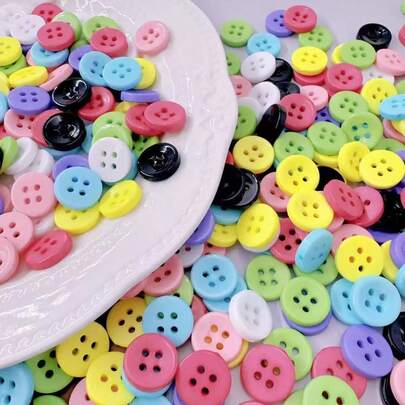 50pcs-100pcs Assorted Clothing Accessories Buttons, Versatile 4-Hole Buttons, DIY Acrylic Jewelry Craft Buttons, Colorful