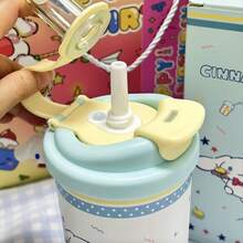 名创优品三丽鸥保温杯可爱卡通Hello Kitty肉桂狗保温吸管杯不锈钢真空保温杯便携式车载咖啡杯水瓶礼品430毫升/15盎司 - 彩色 - 查看 8