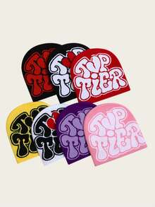 2PCS Knitted Hat With Letter Jacquard, Cold Hat, Personalized Hip-Hop, Warm, Unisex, Cross-Border, European And American Style Hats - Letter Jacquard Combination - View 2