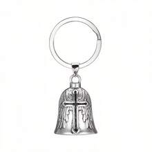 1件装休闲街头风铃铛十字架吊坠钥匙扣，朋克复古摩托车翅膀设计，男女通用 - 多色 - 查看 5